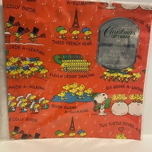 Snoopy Woodstock 12 Days of Christmas Gift Wrap Vintage Peanuts Hallmark Sealed - Picture 1 of 6