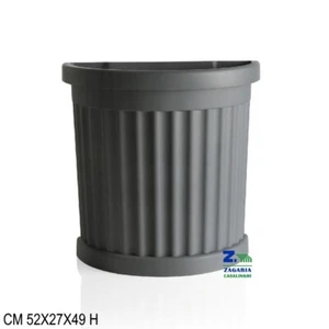 VASO ROMA DA PARETE MEZZALUNA CON SOTTOVASO CM 27X52X49 H COLOR GRIGIO - Foto 1 di 1