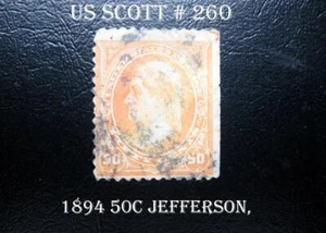 US Scott # 260 – 1894 50c Jefferson, orange, Free Shipping Worldwide - Picture 1 of 1
