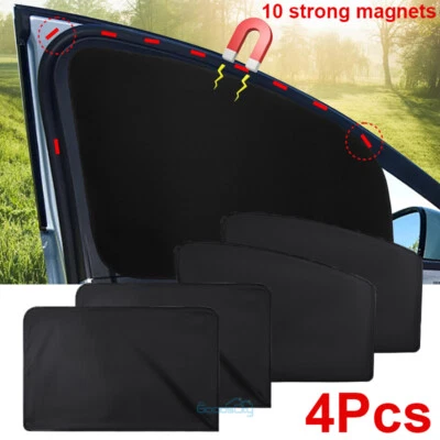 4× Magnetic Car Side Window Sun Shade Blackout Privacy Curtain UV Protector Set - Image 1 of 4