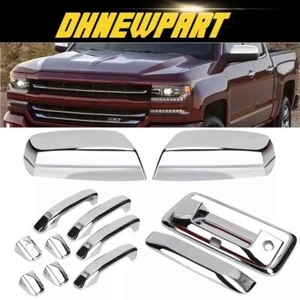 For Chevy Silverado 1500 16-19 Chrome Door Handle+Mirror+Tailgate Cover+Cam Hole - Picture 1 of 15