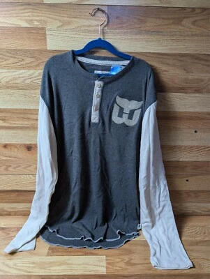 Hartford Whalers Shirt Men's Size Small Gray Tan Long Sleeve CCM Vintage NHL - Image 1 of 4