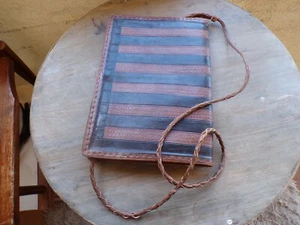 Vintage Sac ou Pochette en cuir  marron et noir - Picture 1 of 5