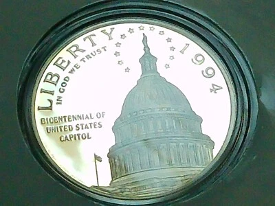 1994-S U.S. Capital Bicentennial Silver Proof $1 Coin with 10-page Booklet - Image 1 of 4