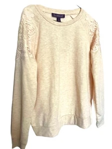 Suéter Gloria Vanderbilt Mujer Talla S Pullover con Encaje Floral Avena Nuevo con Etiquetas - Imagen 1 de 4
