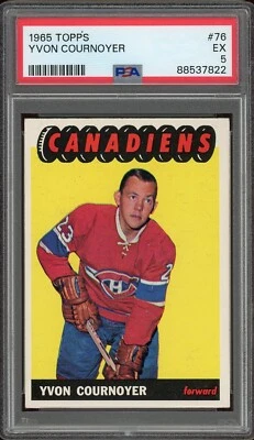 1965-66 Topps #76 Yvan Yvon Cournoyer Rookie Rc PSA 5 Montreal Canadiens GH01 - Image 1 of 2