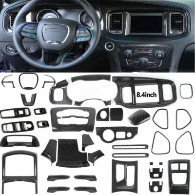 39x Carbon Fiber Interior Set Dash Panel Cover Trim Kit for Dodge Charger 2015+ - Image 1 of 4