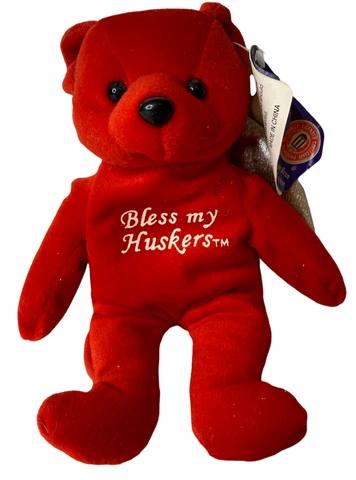 Corn Huskers Univ of Nebr Bless My Bear Angel Beanie Plush Cover