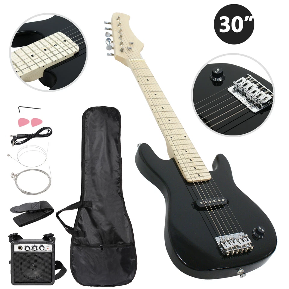 Kids Beginner Guitar With Amp Case 30" Electric Guitar Accessories Pack Black - Image 1 of 4