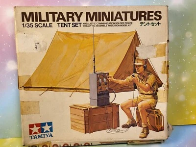Plastic model kit 1970's Tamiya-Japan 1:32 WW2 AFRIKA CORPS TENT SET RADIO OPER - Immagine 1 di 4