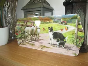 Long (39cm in Length) Border Collie Dog and Sheep - Melamine Sandwich Tray - Picture 1 of 6