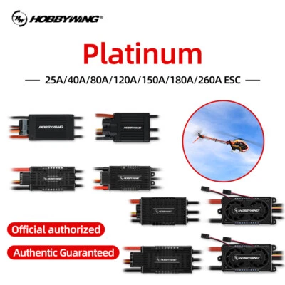 ​HOBBYWING Platinum 25A 40A 80A 120A 150A 180A 260A Brushless ESC for RC Plane - Image 1 of 4