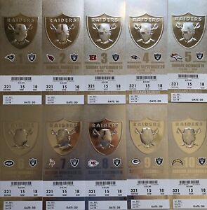 2011-2012-2013-2014-2015-2016-2017-2018-2019 Oakland Raiders Season Ticket Stubs