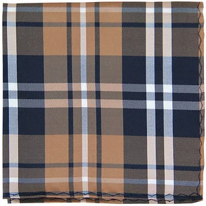 New men's polyester woven plaid hankie pocket square formal black brown white - Picture 1 of 2