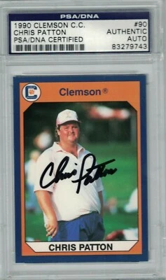 Chris Patton Signed 1990 Clemson Collegiate Collection Golf Card #90 US AM PSA - Image 1 of 2