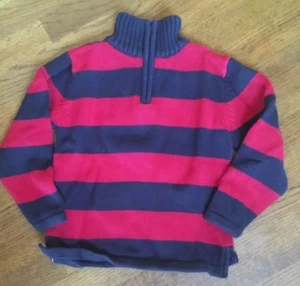 SkyHawk Sz 5 Red & Blue Stripe Sweater 3/4 Zip - Picture 1 of 6