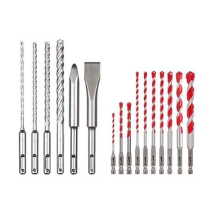Milwaukee 4-Cutter SDS Plus Carbide Drill Bits with Flat & Bull Point Chisel - Picture 1 of 12