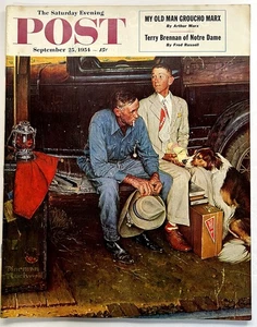 SON LEAVING HOME 1954 NORMAN ROCKWELL MUSEUM QUALITY NEWSSTAND POST MAGAZINE - Picture 1 of 3