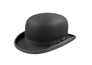 KING ICE High Quality DARK GREY Hard Top 100% Wool Bowler Hat - Satin Lined 100% - Picture 1 of 2