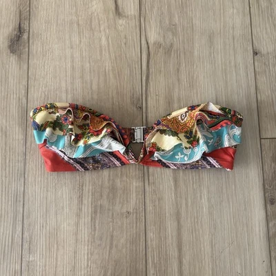 Sujetador Top Bikini Zimmermann Talla 0 XS Rojo Y2K Bandeau Multicolor Traje de Baño Volantes Foto 1 de 4