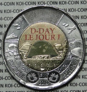 Canada 2019 75th D-Day Normandy coloured $2 toonie coin circulated - Bild 1 von 2
