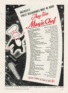 Pubblicità Stampa Vintage 1953 Magic Chef Americas Finest Restaurants Stove Company - Foto 1 di 1