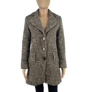GUESS Women Brown Wool Blend Over Coat Jacket Size S - Picture 1 of 12