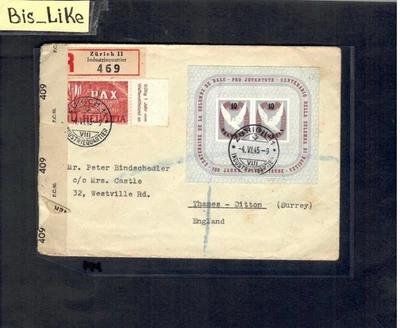BIS-LIKE:good cover Swiss to GB 1945 nice LOT 07 NV 144 - Image 1 of 2