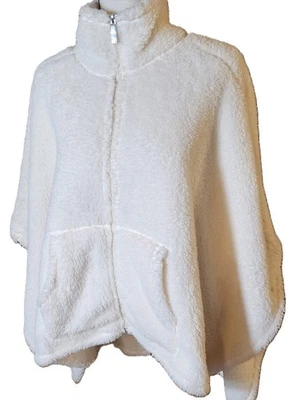 Poncho de mujer Calvin Klein cremallera completa marfil sherpa/fleece informal, clásico, de lujo Foto 1 de 4