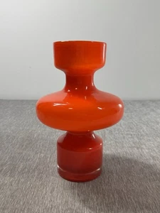 West Elm Holmegaard Kastrup Scandinavian Style Orange Cased Hooped Glass Vase - Picture 1 of 9