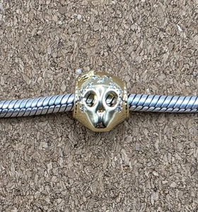 Authentic White Cz Gold Girl Skull Halloween Skeleton Spacer European Charm Bead - Picture 1 of 5