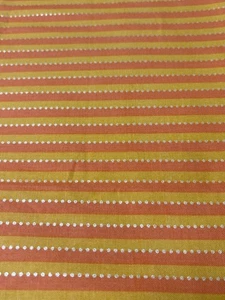 Striped Orange & Yellow Fabric with Silver Dots 18x31" Quilting - Picture 1 of 5