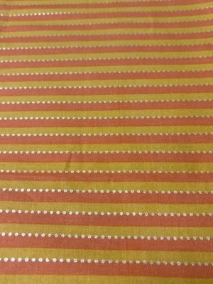 Striped Orange & Yellow Fabric with Silver Dots 18x31" Quilting - Image 1 of 4