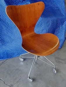 Scandinavia Modern Arne Jacobsen Series 7 Chrome Office Chair Fritz Hansen 60's - Picture 1 of 17