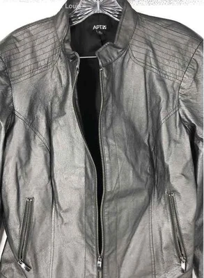 Apt. 9 Женщин из черной кожи длинным рукавом молнии мотоциклиста куртка размер XL - Изображение 1 из 4
