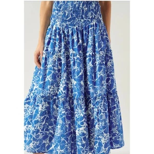 Sugarlips Marina Blue Floral Smocked Tiered Maxi Skirt NEW Small - Picture 1 of 12