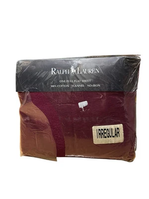 The Ralph Lauren Home Collection Irregular Full Size Flat Sheet Cotton Burgundy - Image 1 of 4
