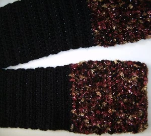 WOMENS BLACK / COPPER RIBBON YARN HOMEMADE CUSTOM CROCHET SCARF WRAP SHAWL - Bild 1 von 4