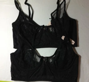 2 VICTORIAS SECRET BODY BUSTIER UNLINED DEMI LONG LINE LACE 32C BRA $104 (E227) - Picture 1 of 4