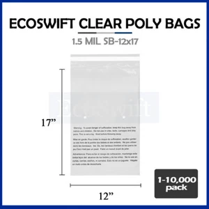 1-10000 12x17 EcoSwift Selbstversiegelnde Erstickungswarnung Klar Polybeutel Kostenloser Versand - Bild 1 von 72