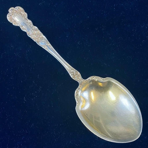 GORHAM Buttercup Ornate Floral Sterling Silver Small Berry Serving Spoon No Mono Cover