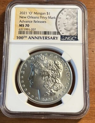 2021-O MORGAN SILVER DOLLAR NGC MS70 ADVANCE RELEASES HARD TO FIND- RARE - Image 1 of 2
