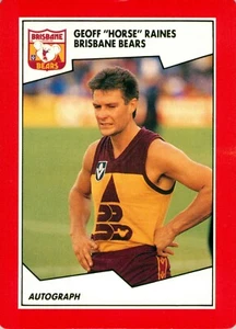 1989 BRISBANE BEARS AFL Card GEOFF RAINES Scanlens Lions - Bild 1 von 2