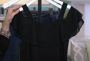 Top de punto Susan Graver Premier negra talla 1X A289396 - Imagen 1 de 5