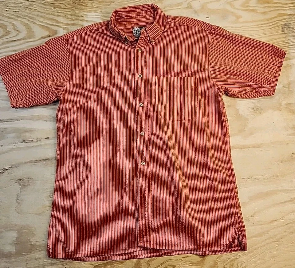 Camisa Aloha de manga corta de algodón arrugado naranja Catalina Island Wear para hombre mediana Foto 1 de 4