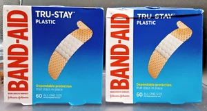 2) Band-Aid Brand Tru-Stay Plastic Strips Adhesive Bandages All One Size - 60 ct - Picture 1 of 7