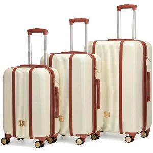 BADGLEY MISCHKA Mia 3 Piece Polycarbonate-ABS Expandable Retro Luggage Set - Picture 1 of 25