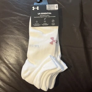 Under Armour UA Essential Lightweight No Show 3 Pairs UK 7.5-12 White - Picture 1 of 3