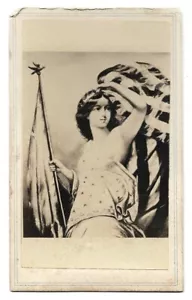 Vintage CDV Filler Civil War era Goddess of Liberty with American Flag Artwork  - Picture 1 of 1