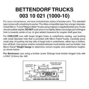 Micro Trains ~ N Scale ~ #1000 Bettendorf Trucks ~ (Black) ~ 10 Pair ~ 00310021 - Picture 1 of 1